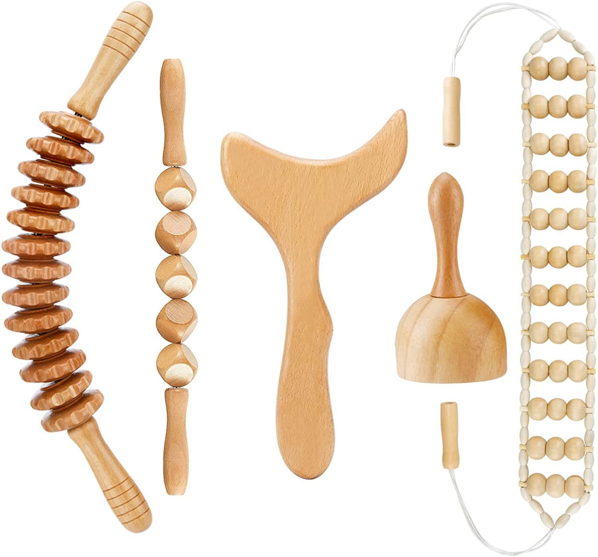 Rouleaux Musculaires en Bois - Set de 6 Outils pour Modelage Efficace