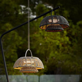 Lampe Suspendue en Bambou Écologique - Applique LED Résistante aux Intempéries