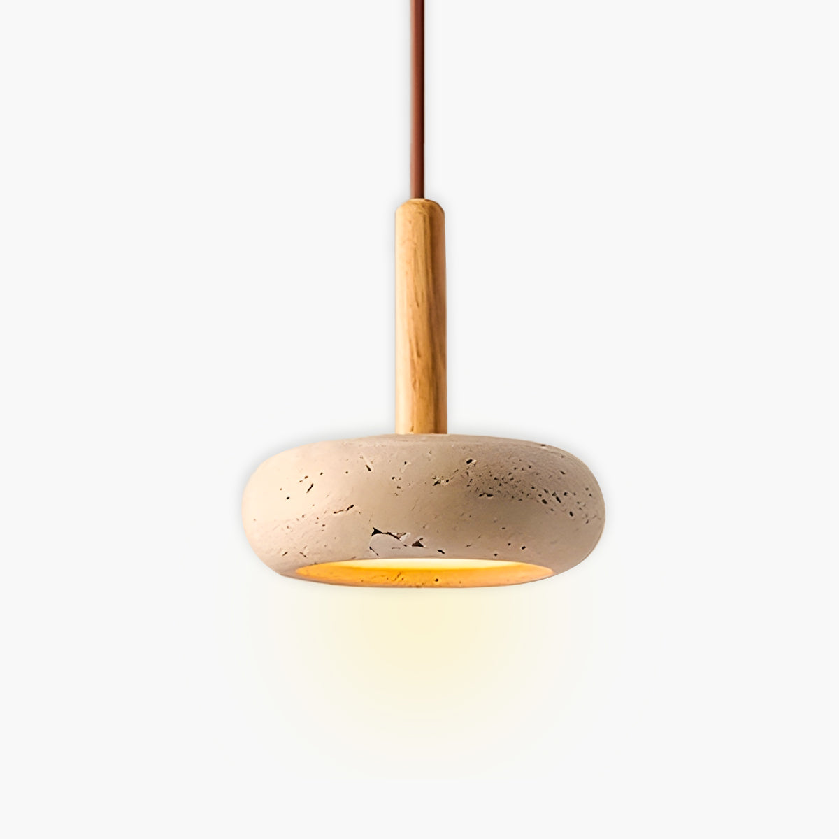 Lampe Suspendue en Travertin Jaune - Élégance et Charme Organique