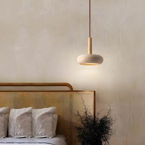 Lampe Suspendue en Travertin Jaune - Élégance et Charme Organique