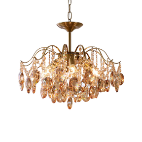 Lustre en Cristal Rétro - Élégance Vintage et Lumière Douce
