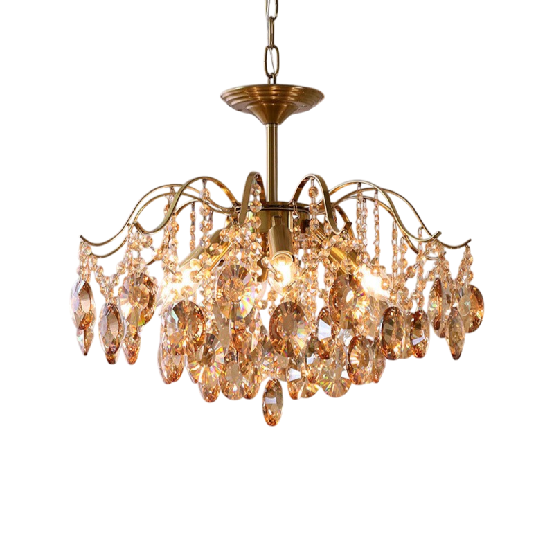 Lustre en Cristal Rétro - Élégance Vintage et Lumière Douce