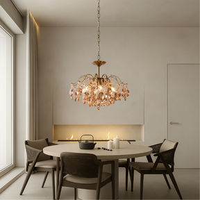 Lustre en Cristal Rétro - Élégance Vintage et Lumière Douce