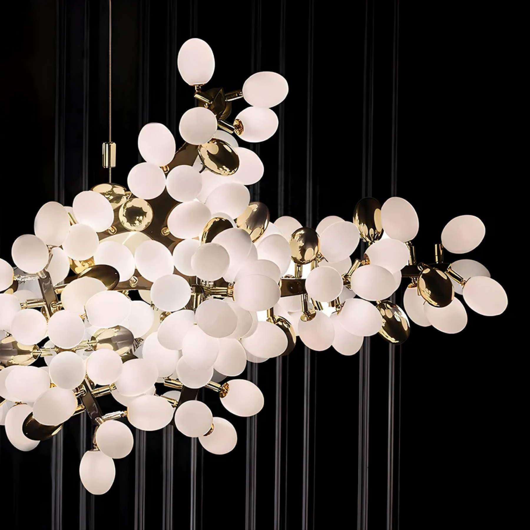 Lustre Floral Contemporain en Cristal - Éclairage Élégant et Accueillant