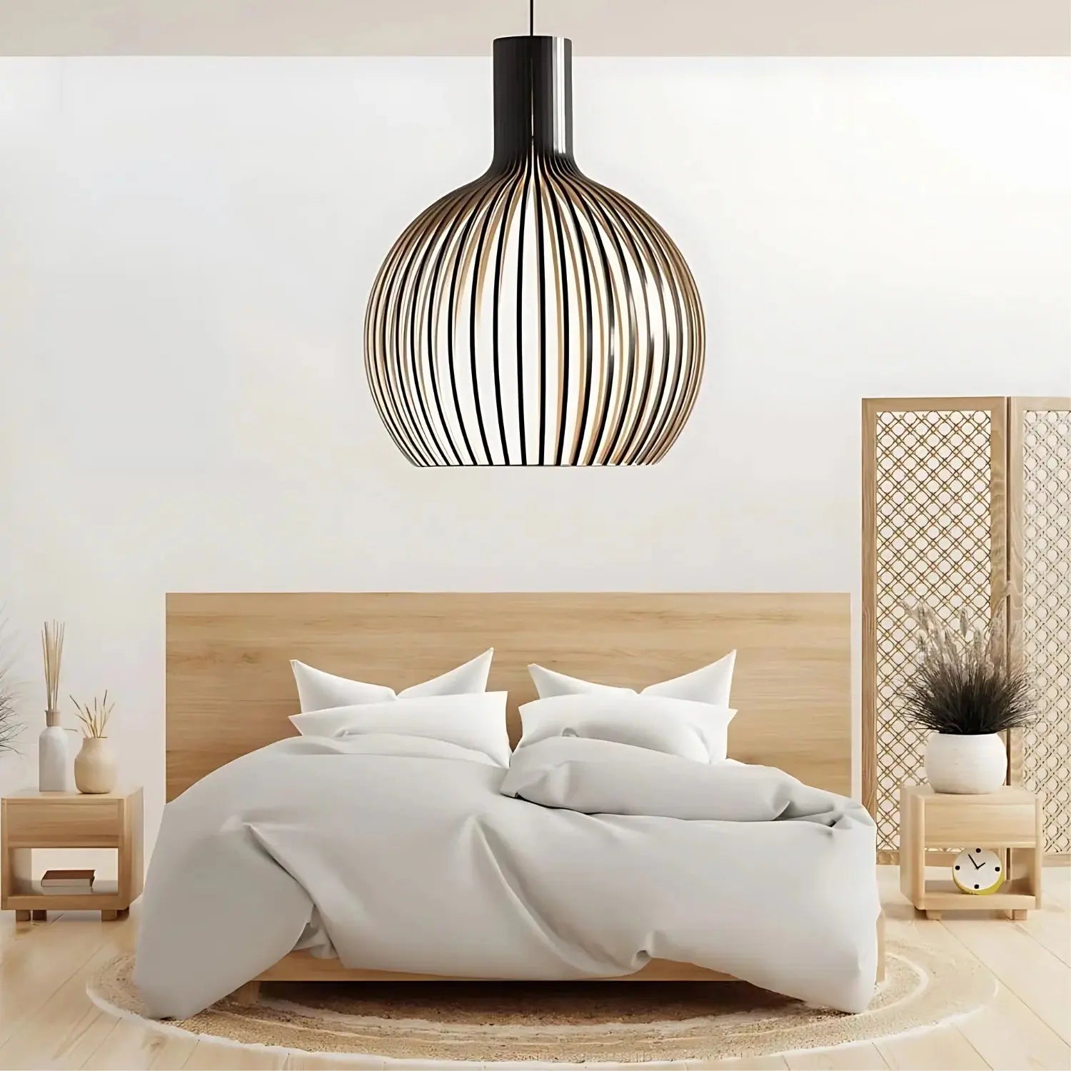 Luminaire Suspendu Scandinave - Élégance Minimaliste en Bois Naturel