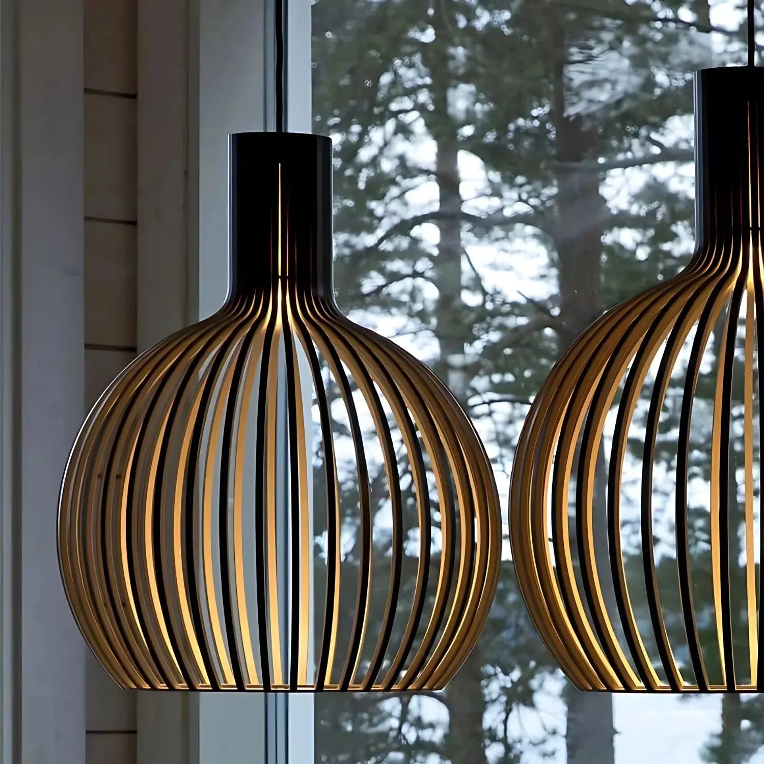 Luminaire Suspendu Scandinave - Élégance Minimaliste en Bois Naturel