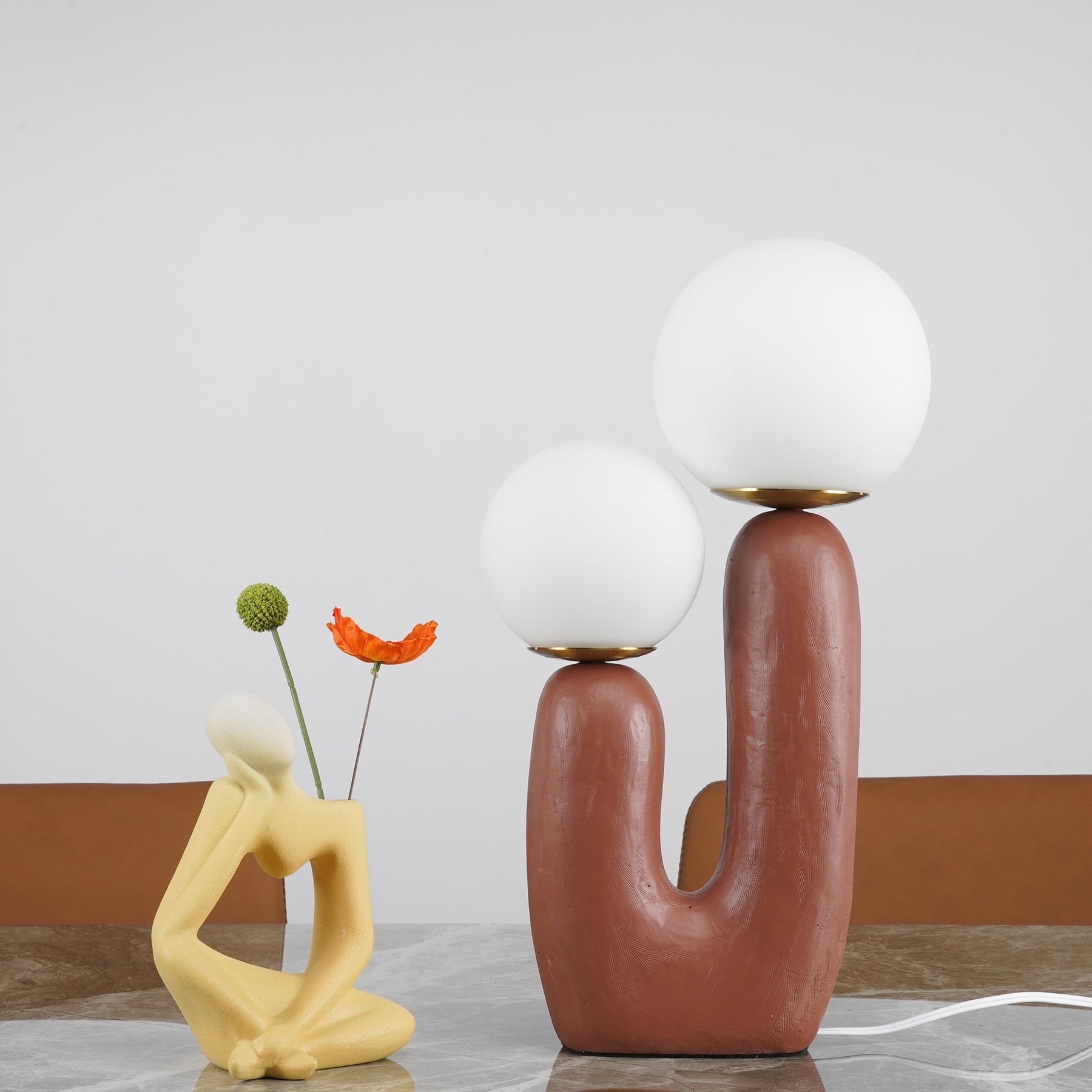 Lampe de Table en Verre et Résine - Design Élégant et Moderne pour Intérieur