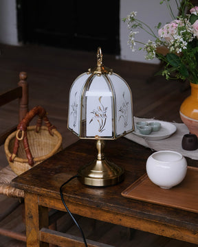Lampe en Verre avec Motif Orchidée - Élégance et Lumière Chaude pour Intérieur