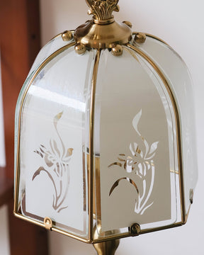 Lampe en Verre avec Motif Orchidée - Élégance et Lumière Chaude pour Intérieur
