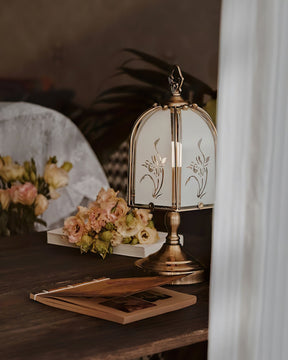 Lampe en Verre avec Motif Orchidée - Élégance et Lumière Chaude pour Intérieur
