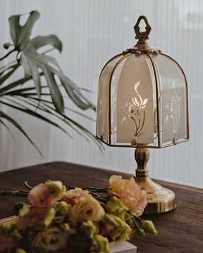 Lampe en Verre avec Motif Orchidée - Élégance et Lumière Chaude pour Intérieur