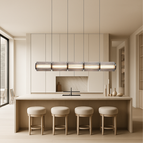 Lampe Suspendue en Verre Cylindrique - Design Élégant avec Éclairage LED