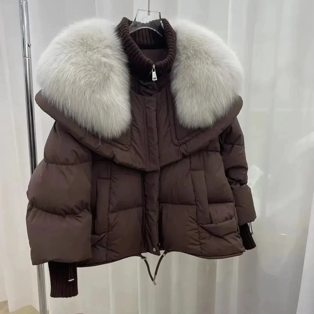 Manteau Court Chaud pour Femmes - Rembourrage Léger et Capuche Ajustable