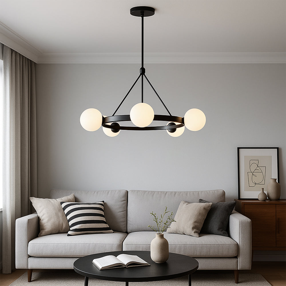 Lustre Nordique à 5 Têtes - Design Minimaliste et Élégant