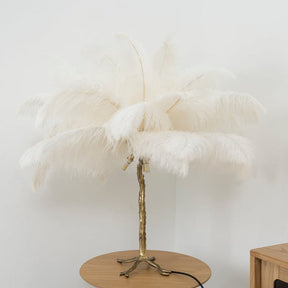 Lampe de Table Élégante en Plumes - Design Luxueux et Atmosphère Romantique
