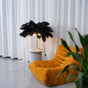 Lampe de Table Élégante en Plumes - Design Luxueux et Atmosphère Romantique