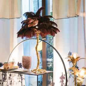 Lampe de Table Élégante en Plumes - Design Luxueux et Atmosphère Romantique