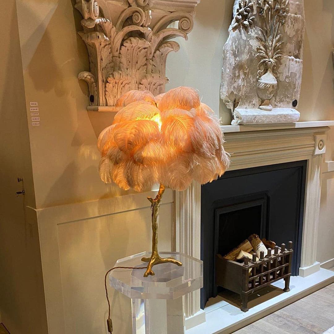 Lampe de Table Élégante en Plumes - Design Luxueux et Atmosphère Romantique
