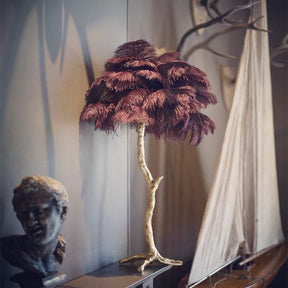 Lampe de Table Élégante en Plumes - Design Luxueux et Atmosphère Romantique