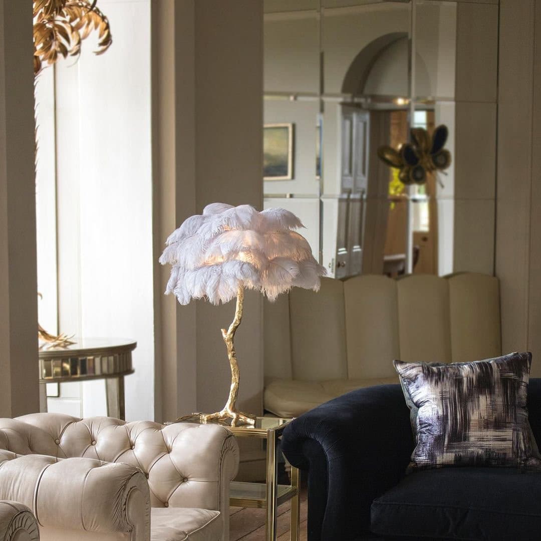 Lampe de Table Élégante en Plumes - Design Luxueux et Atmosphère Romantique