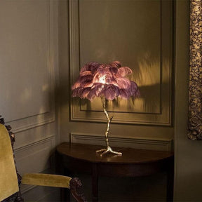 Lampe de Table Élégante en Plumes - Design Luxueux et Atmosphère Romantique