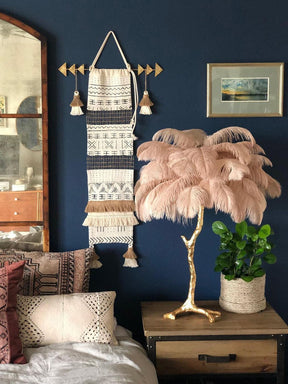 Lampe de Table Élégante en Plumes - Design Luxueux et Atmosphère Romantique