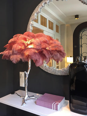 Lampe de Table Élégante en Plumes - Design Luxueux et Atmosphère Romantique