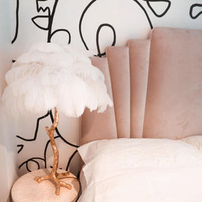 Lampe de Table Élégante en Plumes - Design Luxueux et Atmosphère Romantique