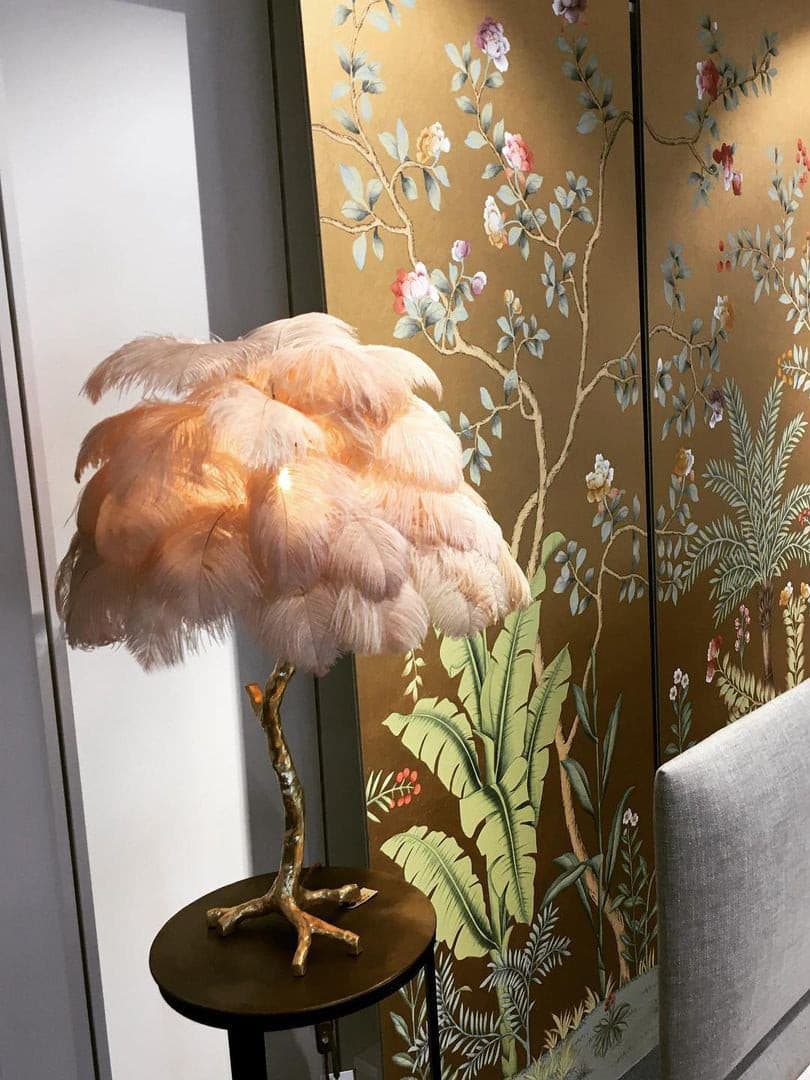 Lampe de Table Élégante en Plumes - Design Luxueux et Atmosphère Romantique