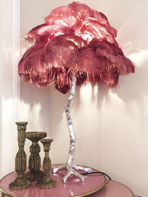 Lampe de Table Élégante en Plumes - Design Luxueux et Atmosphère Romantique