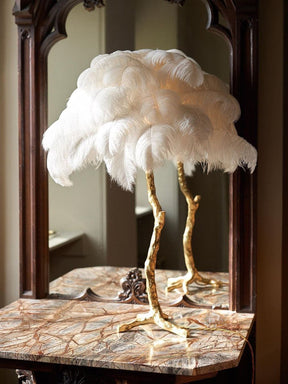 Lampe de Table Élégante en Plumes - Design Luxueux et Atmosphère Romantique