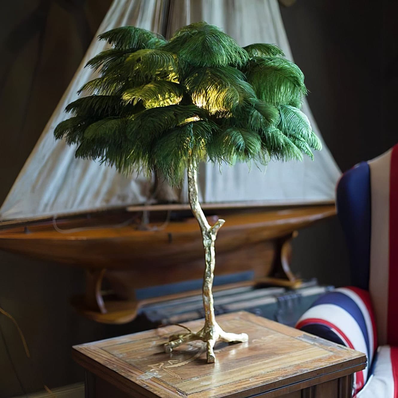 Lampe de Table Élégante en Plumes - Design Luxueux et Atmosphère Romantique