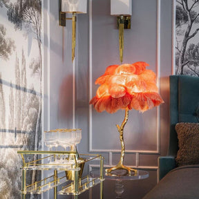 Lampe de Table Élégante en Plumes - Design Luxueux et Atmosphère Romantique