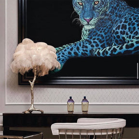 Lampe de Table Élégante en Plumes - Design Luxueux et Atmosphère Romantique