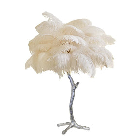 Lampe de Table Élégante en Plumes - Design Luxueux et Atmosphère Romantique