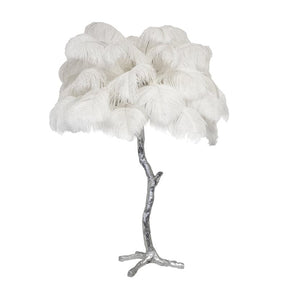 Lampe de Table Élégante en Plumes - Design Luxueux et Atmosphère Romantique