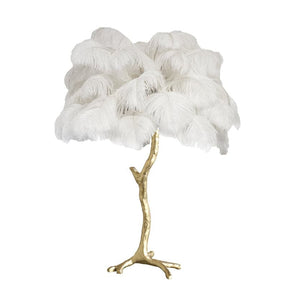 Lampe de Table Élégante en Plumes - Design Luxueux et Atmosphère Romantique