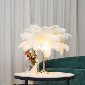 Lampe de Table Élégante en Plumes - Design Luxueux et Atmosphère Romantique