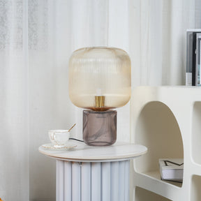Lampe de Table en Verre et Métal - Élégance et Lumière Chaleureuse
