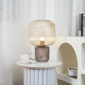 Lampe de Table en Verre et Métal - Élégance et Lumière Chaleureuse