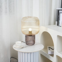 Lampe de Table en Verre et Métal - Élégance et Lumière Chaleureuse