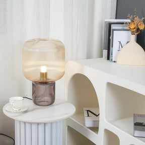 Lampe de Table en Verre et Métal - Élégance et Lumière Chaleureuse