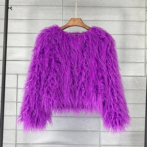 Veste en Fourrure Synthétique pour Femmes - Style Cropped Oversize et Confortable