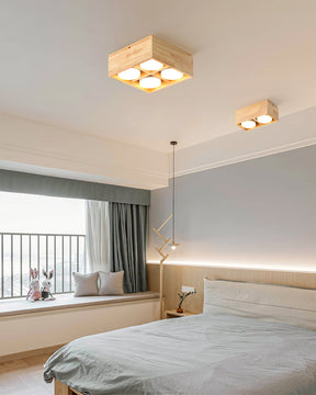 Lampe de Plafond en Bois - Éclairage Chaleureux et Économe en Énergie