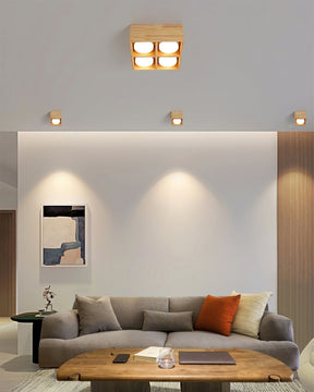 Lampe de Plafond en Bois - Éclairage Chaleureux et Économe en Énergie
