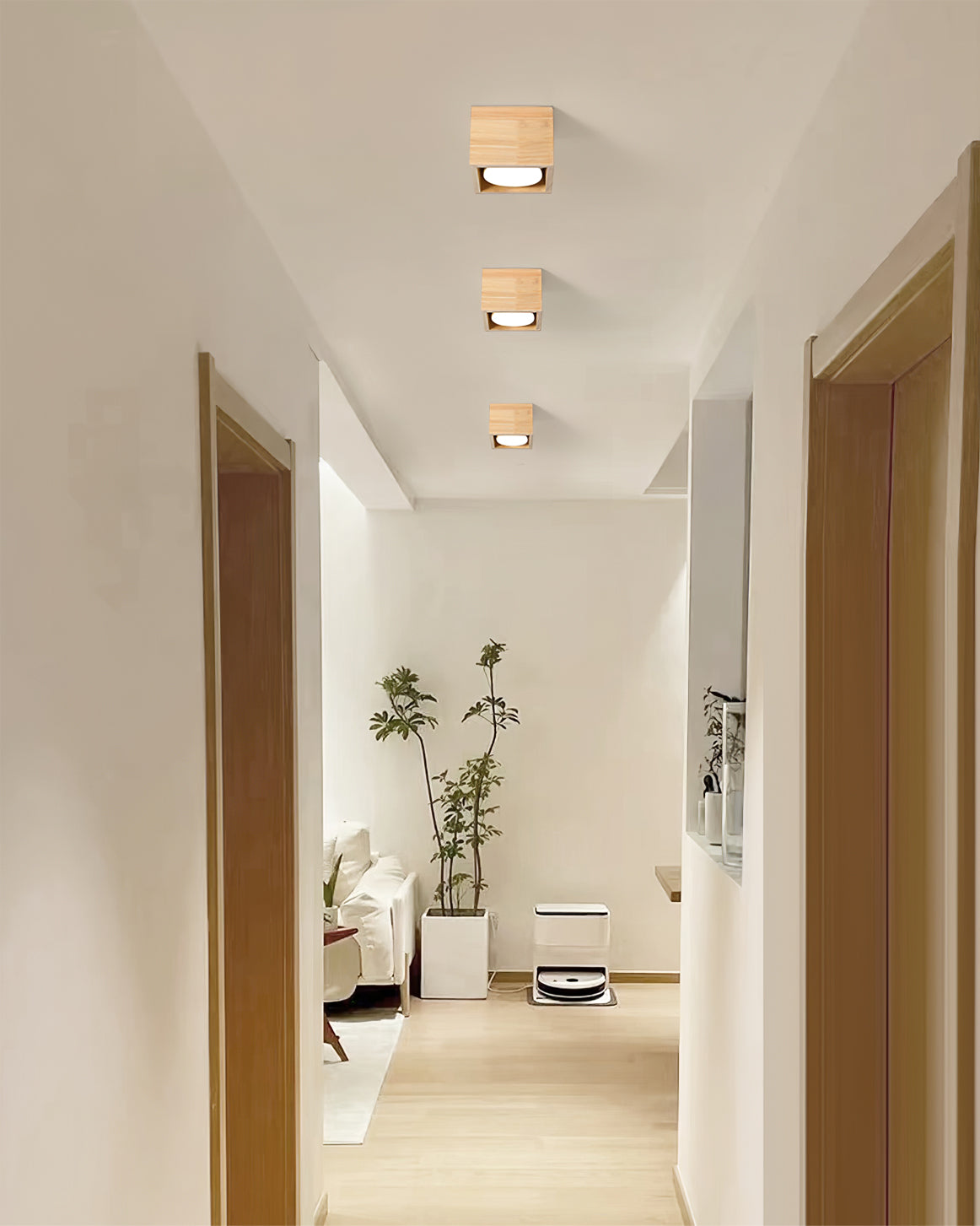 Lampe de Plafond en Bois - Éclairage Chaleureux et Économe en Énergie