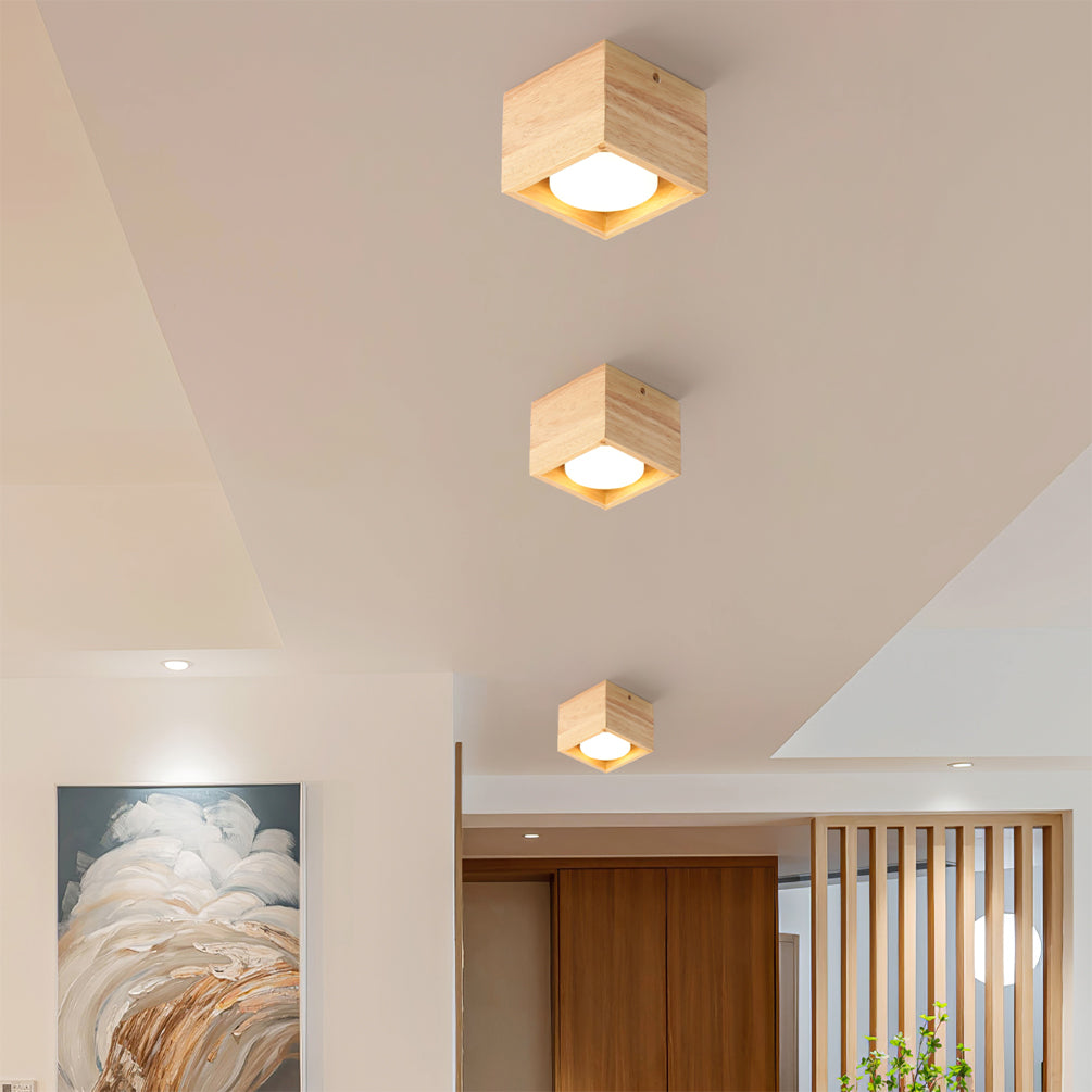 Lampe de Plafond en Bois - Éclairage Chaleureux et Économe en Énergie