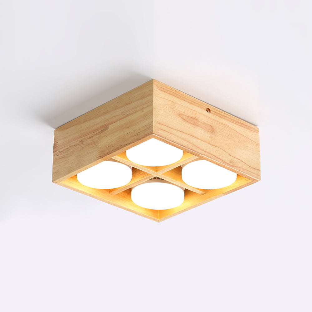 Lampe de Plafond en Bois - Éclairage Chaleureux et Économe en Énergie