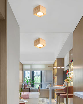 Lampe de Plafond en Bois - Éclairage Chaleureux et Économe en Énergie