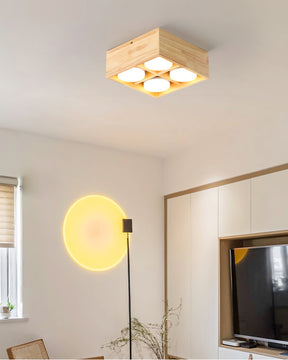 Lampe de Plafond en Bois - Éclairage Chaleureux et Économe en Énergie